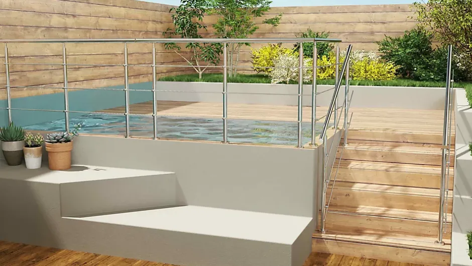 Pack garde-corps 2 m avec 3 barres en inox 304 argent installation verticale by AICA-AICA Sanitaire New