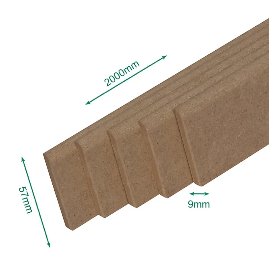 Forestea Pack promotionnel de 5 plinthes MDF brut 2000 x 57 x 9 mm
