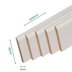 Pack promotionnel de 5 plinthes MDF revetu blanc bord arrondi 2000 x 68 x 9 mm-Forestea New