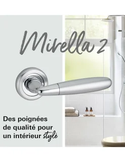 Paire de béquilles Mirella2 pour porte, carré 7mm, chromé brillant/satiné --Thirard Hot