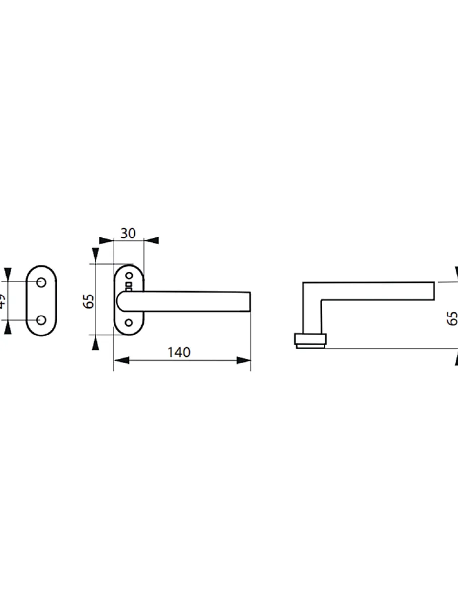 Paire de béquilles pour porte, carré 7 x 110mm, aspect inox --Thirard New