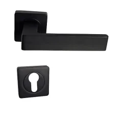 Paire de Poignées de Porte sur Rosaces Aluminium Carrées noires "NATALYA" - +1 Paire de rosaces cylindre-Klose Besser Online