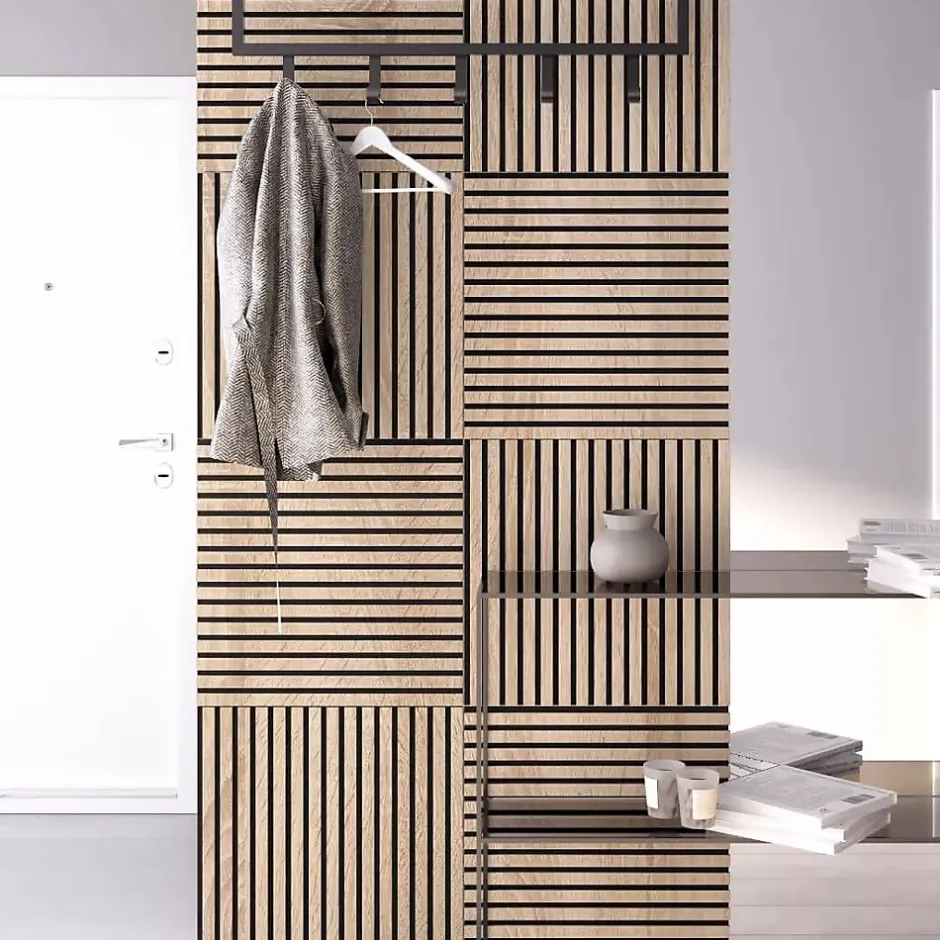 Panneau acoustique décoratif scandinave 60 x 60 cm - bois durable et plastique recyclé-Protocole Home Outlet