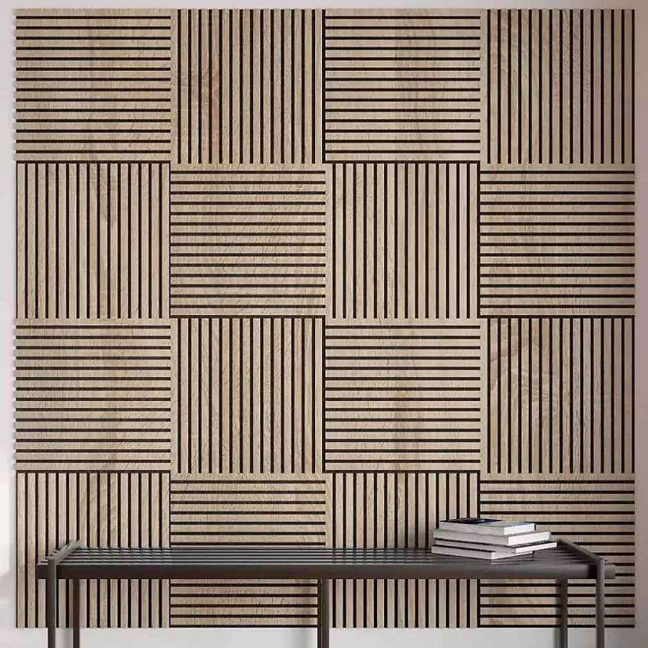 Panneau acoustique décoratif scandinave 60 x 60 cm - bois durable et plastique recyclé-Protocole Home Outlet