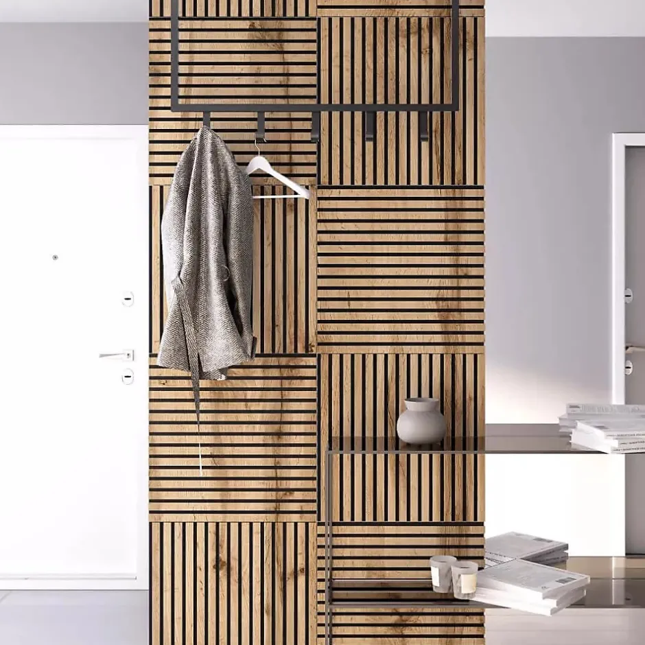 Panneau acoustique décoratif scandinave 60 x 60 cm - bois durable et plastique recyclé-Protocole Home Outlet