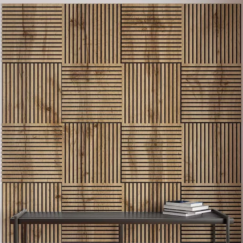 Panneau acoustique décoratif scandinave 60 x 60 cm - bois durable et plastique recyclé-Protocole Home Outlet