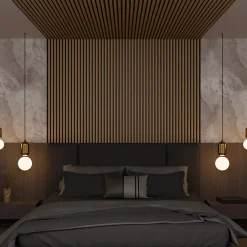 Ps Global Company Panneau Acoustique 11mm - Chêne - Feutrine Noire - 240x60cm - Lot de 4