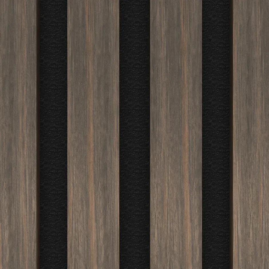 Ps Global Company Panneau Acoustique 21mm - Noyer Foncé - Feutrine Noire - 240x60cm - Lot de 2