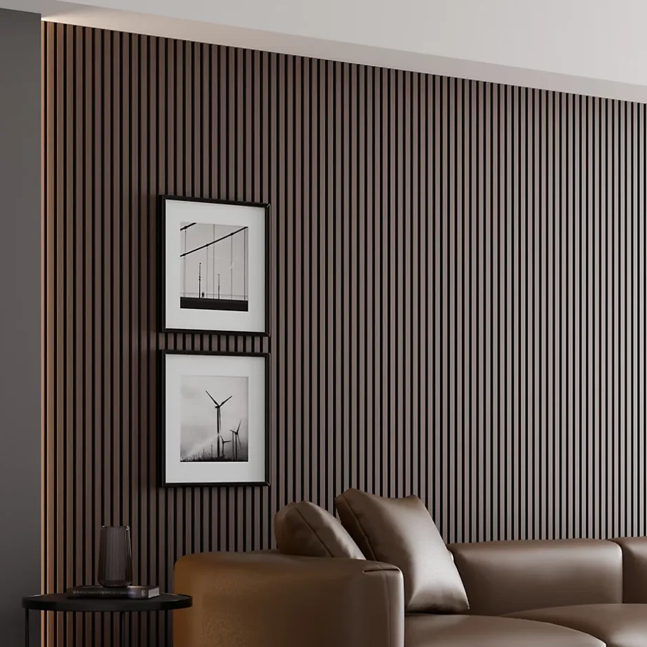 Ps Global Company Panneau Acoustique 21mm - Noyer Foncé - Feutrine Noire - 240x60cm - Lot de 2