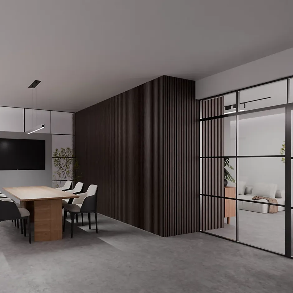 Ps Global Company Panneau Acoustique 21mm - Noyer Foncé - Feutrine Noire - 240x60cm - Lot de 2