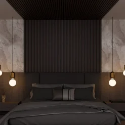 Ps Global Company Panneau Acoustique 11mm - Noyer Foncé - Feutrine Noire - 240x60cm - Lot de 4