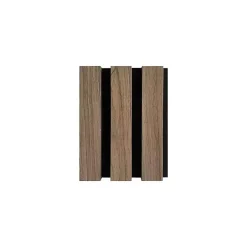 Silamp Panneau Acoustique Mural Tasseaux Noyer, Fond Noir - Échantillon 15x12 cm -