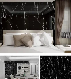 Wall Fashion Panneau Adhésif Effet Marbre Noir 250 x 120 x 0,3 cm Élégance et Facilité de Pose