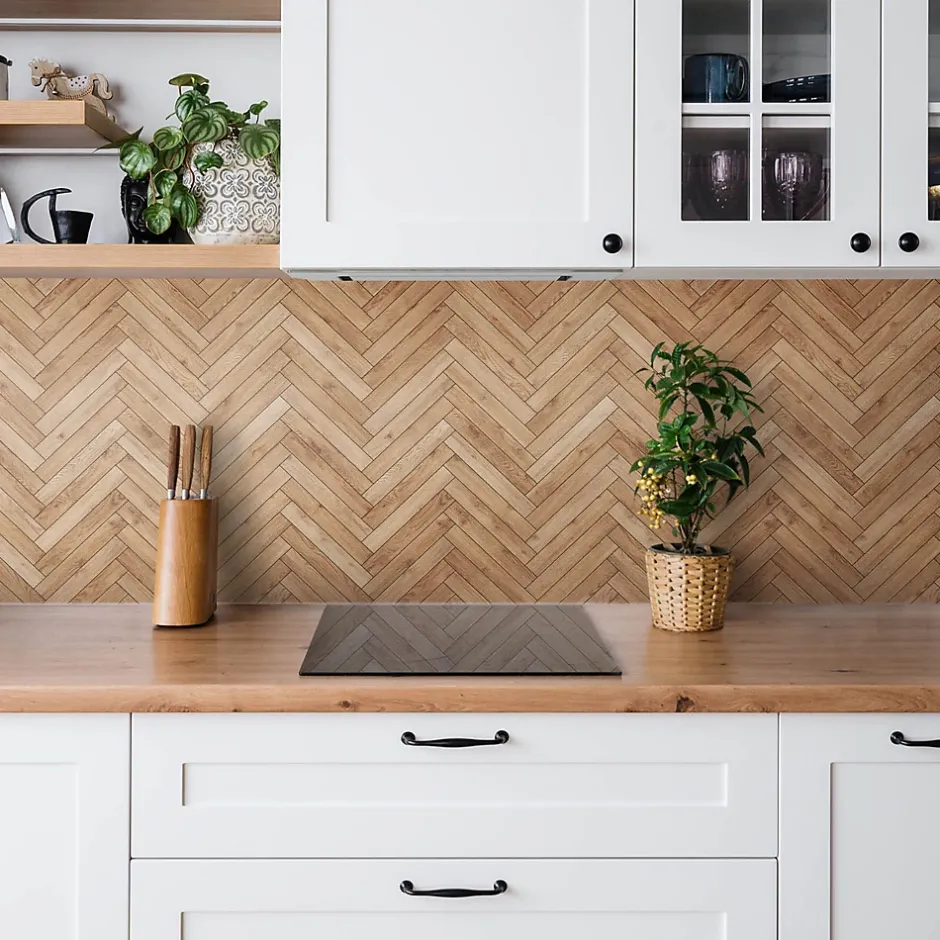 Tulup Panneau autocollant 100x50 cm Parquet en bois 1 pcs