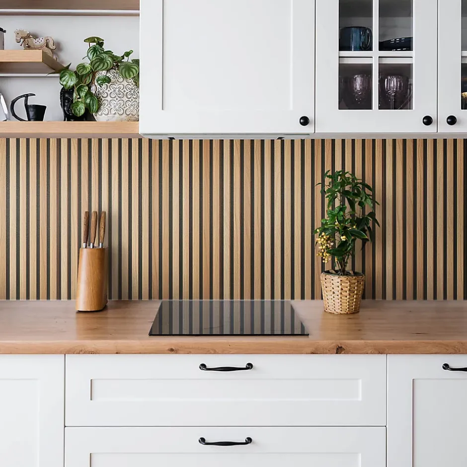 Panneau autocollant 100x50 cm Planches en bois lamelles 1 pcs-Tulup