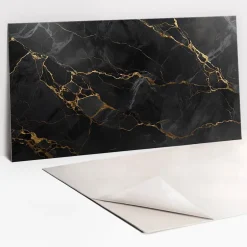 Panneau autocollant 100x50 cm Marbre foncé et or 1 pcs-Tulup Best