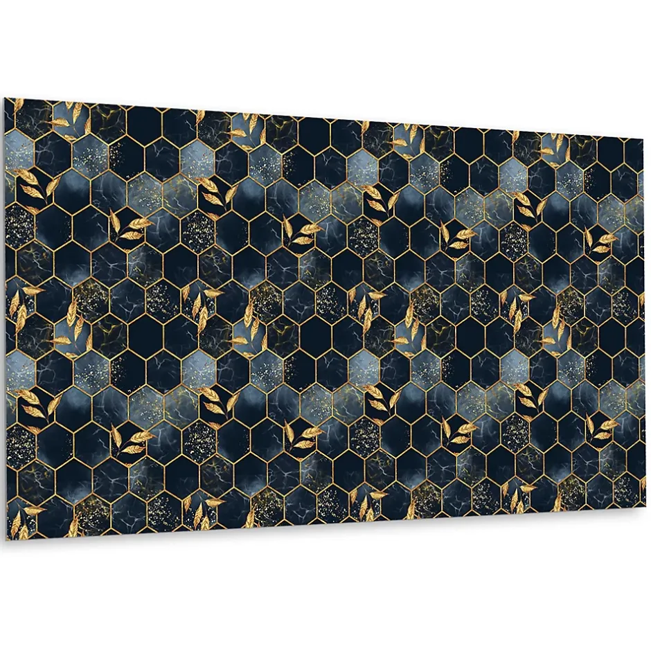 Tulup Panneau autocollant 100x50 cm Feuilles et hexagones 1 pcs