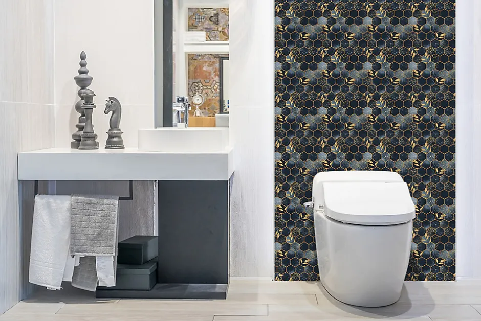 Tulup Panneau autocollant 100x50 cm Feuilles et hexagones 1 pcs