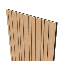 Foge Panneau Boa en MDF fond noir, tasseaux décor chêne Saragosse L. 280 x l 60 cm, ép. 2,1 cm