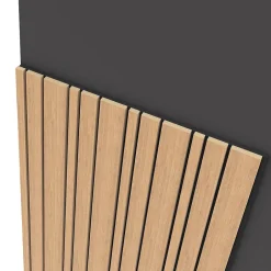 Foge Panneau Boa en MDF fond noir, tasseaux décor chêne Saragosse L. 280 x l 60 cm, ép. 2,1 cm