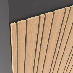 Foge Panneau Boa en MDF fond noir, tasseaux décor chêne Saragosse L. 280 x l 90 cm, ép. 2,1 cm