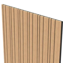 Foge Panneau Boa en MDF fond noir, tasseaux décor chêne Saragosse L. 280 x l 90 cm, ép. 2,1 cm