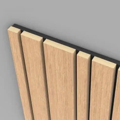 Foge Panneau Boa en MDF fond noir, tasseaux décor chêne Saragosse L. 280 x l 90 cm, ép. 2,1 cm