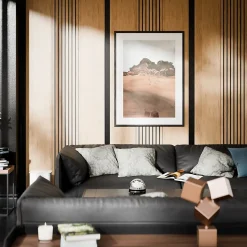 Panneau décoratif à lamelles Python en mdf imitation chêne fond noir 275X90 cm-Radex Best