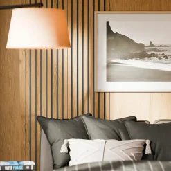 Panneau décoratif à lamelles Python en mdf imitation chêne fond noir 275X60 cm-Radex Outlet