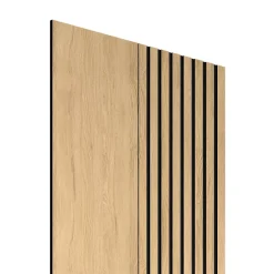 Panneau décoratif à lamelles Python en mdf imitation chêne fond noir 275X60 cm-Radex Outlet