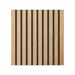 Panneau décoratif à lattes de bois, lattes en MDF et feutre PET, lot de 12 pièces, 60x60 cm, revêtement mural insonorisant, chêne.-Divina Home Online