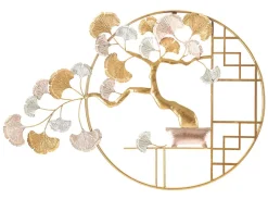 Panneau décoratif 3D arbre en métal doré cm 91,5X3X63-Mauro Ferretti Discount