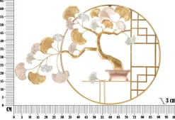 Panneau décoratif 3D arbre en métal doré cm 91,5X3X63-Mauro Ferretti Discount