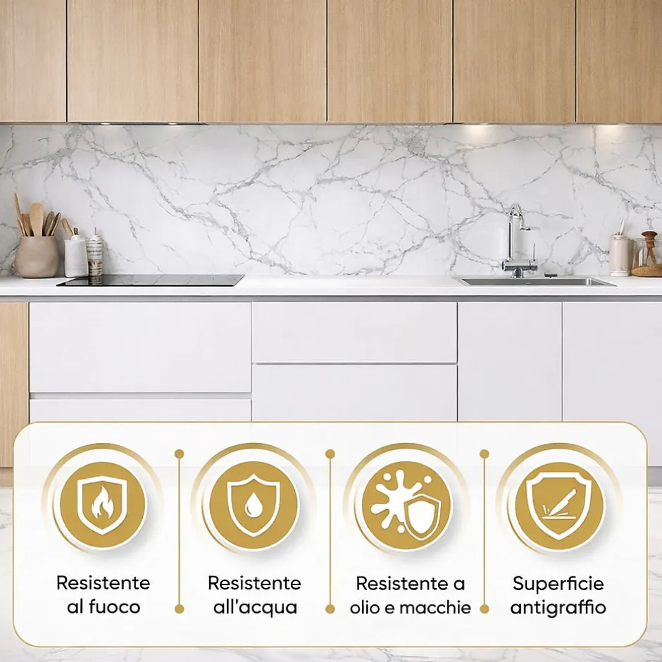 Panneau décoratif en grès cérame effet marbre, lot de 6 pièces, revêtement mural PVC 4,3 m², finition UV, 120x60 cm, marbre noir-Divina Home Discount