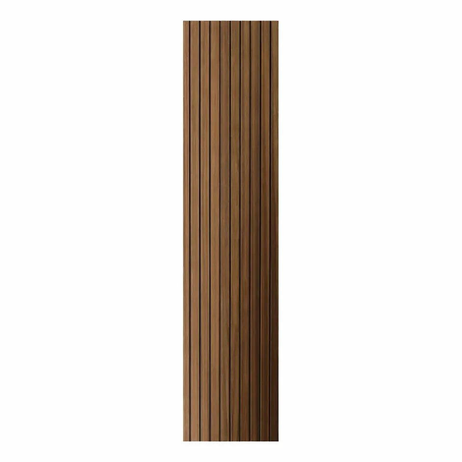 Panneau décoratif en PVC imitation lattes de bois, lot de 10 pièces, 120x30 cm, revêtement mural noyer clair-Divina Home Outlet