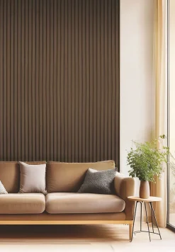 Panneau décoratif fraisé Caiman effet noyer L.280x l.60cm Ep. 1,5cm-Foge Best