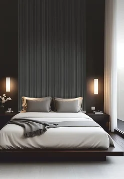 Panneau décoratif fraisé Wallaby noir L.280x l.60cm Ep. 1,5cm-Foge New