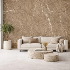 Divina Home Panneau décoratif grès cérame effet marbre, lot de 6, PVC 4,3m², finition UV, 120x60 cm, beige