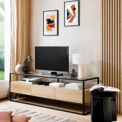 Atmosphera Créateur D'Intérieur Panneau décoratif mural Colva beige fond noir 240x60cm - Atmosphera