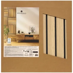 Panneau décoratif mural Colva beige fond noir 60x60cm - Atmosphera-Atmosphera Créateur D'Intérieur Clearance