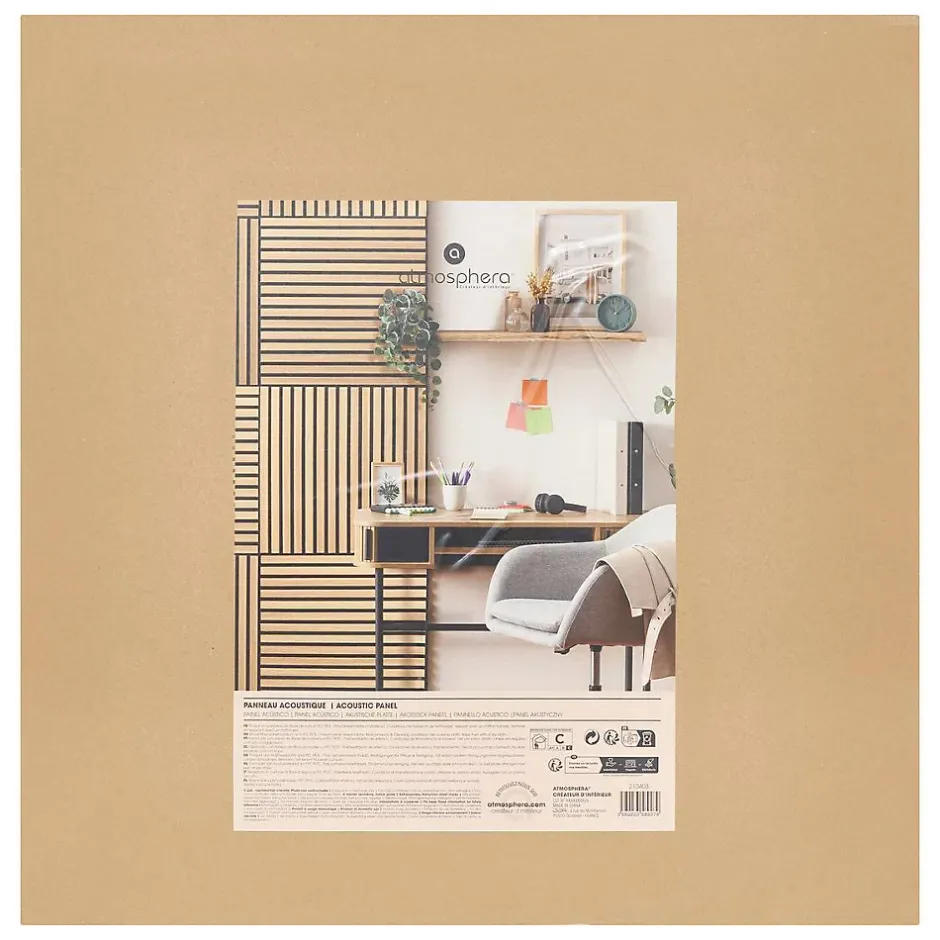 Panneau décoratif mural Colva beige fond noir 60x60cm - Atmosphera-Atmosphera Créateur D'Intérieur Best