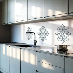 Panneau Décoratif Mural 50x50 cm Motif Floral Symétrique 4 pièces-Wallfluent Best