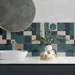 Wallfluent Panneau Décoratif Mural 50x50 cm Formes Abstraites 4 pièces