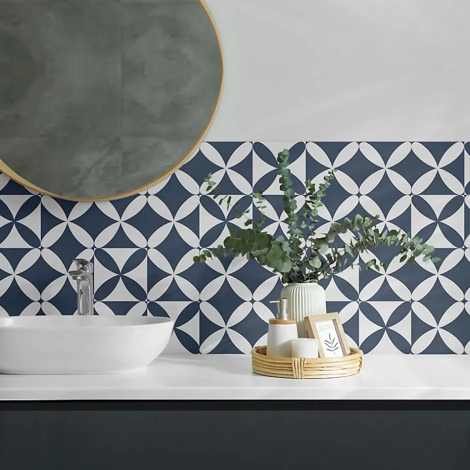 Panneau Décoratif 50x50 cm Motif Floral Géométrique 4 pièces-Wallfluent Best