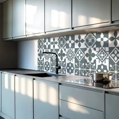 Panneau Décoratif 50x50 cm Motifs Géométriques En Carreaux 4 pièces-Wallfluent