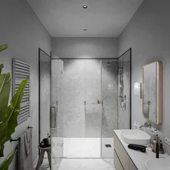 Mon Marché Déco Panneau Douche PVC Béton - L. 240 x l. 100 x ép. 1 cm