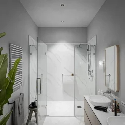 Mon Marché Déco Panneau Douche PVC Marbre Calacatta - L. 240 x l. 100 x ép. 1 cm