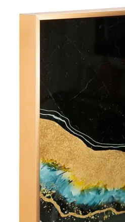 Mauro Ferretti Panneau en verre abstrait avec cadre multicolore cm 80x3,5x120