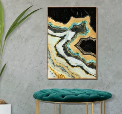 Mauro Ferretti Panneau en verre abstrait avec cadre multicolore cm 80x3,5x120