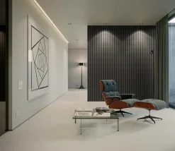 Panneau Mural Acoustique en Bois - 240x60,5x2,2 cm - Chêne Foncé - A Lattes - Panneau Tasseau de Bois Naturel-Quiet Wall Outlet